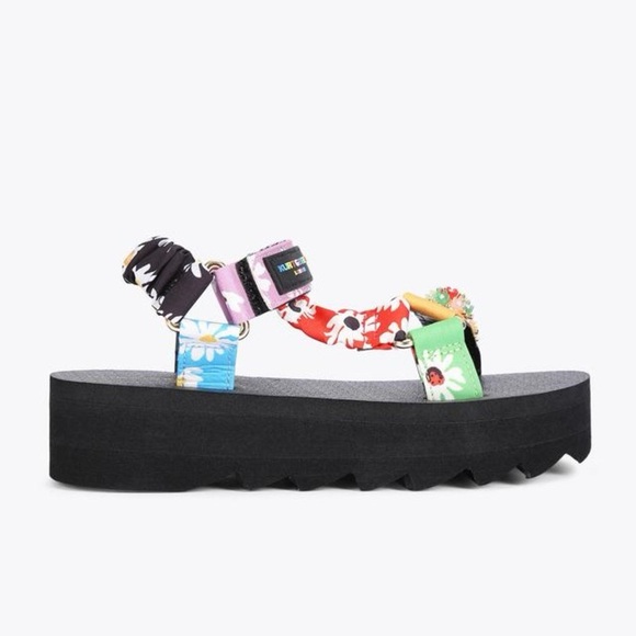 Kurt Geiger Mini Orion Platform Sandals Printed Straps Girls Size 3 - Picture 9 of 9